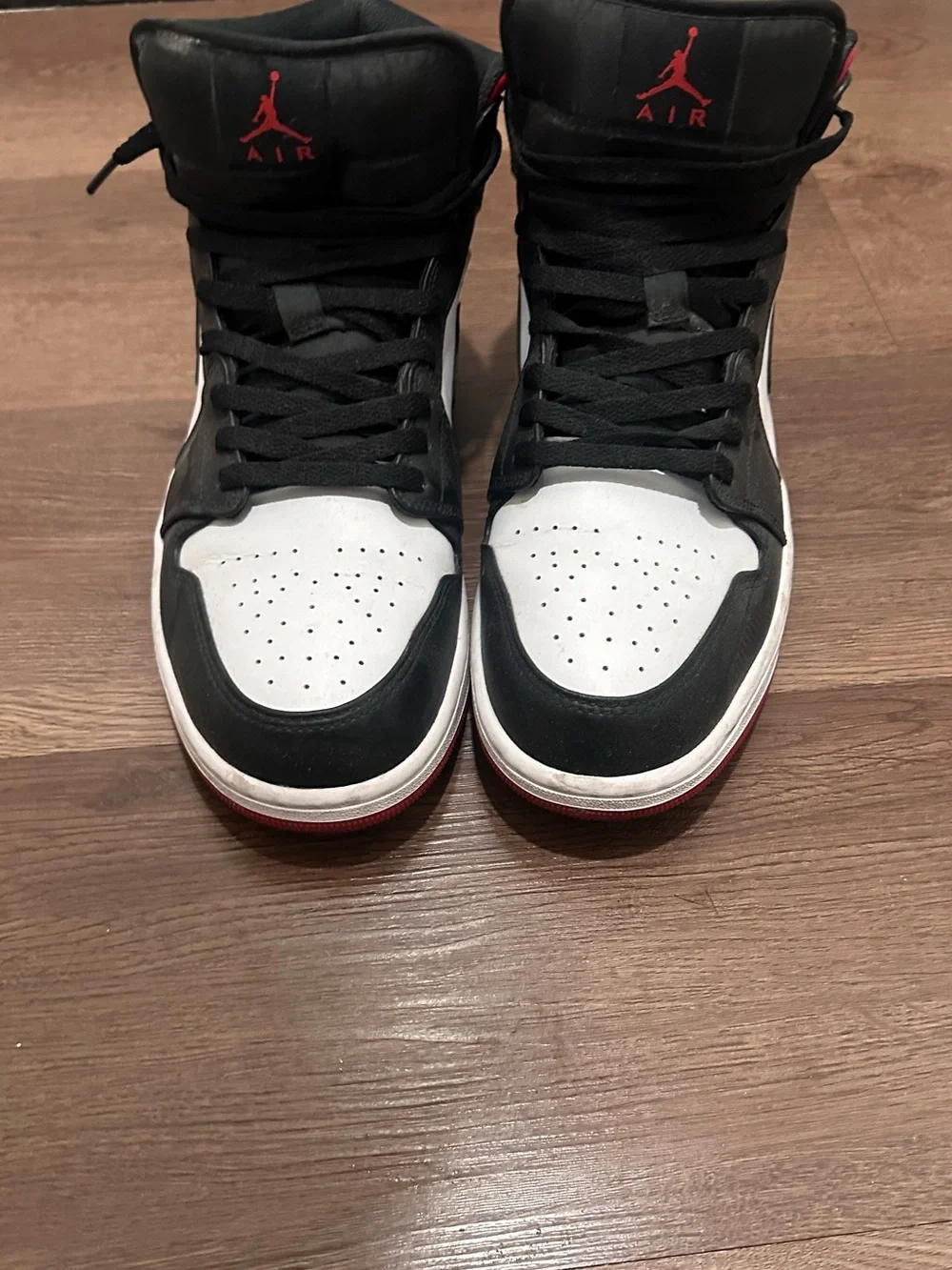 Jordan 1 Mid Black/White/Red Retro Sneakers